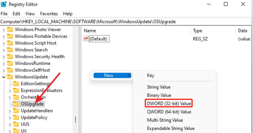 「OSUpgrade」フォルダを開きます