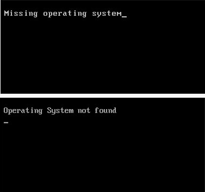 オペレーティングシステムが見つかりません エラー