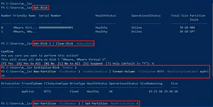 Gを割り当てるドライブ文字に置き換えてください