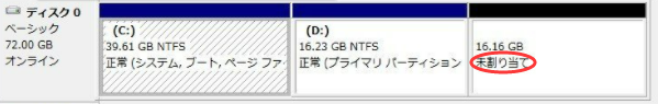 ディスク上の未割り当て領域