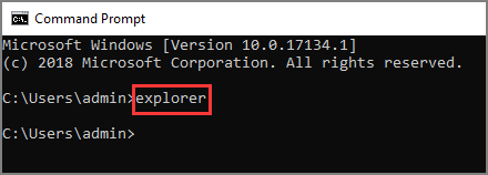 マンドプロンプトからファイルエクスプローラーを開く