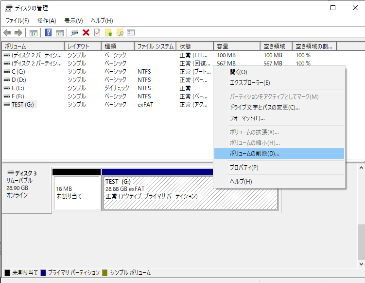 ディスクの管理