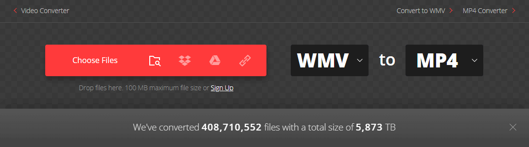 ConvertioによってWMVをMP4に無料に変換