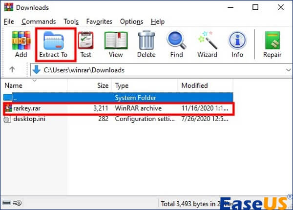 フォルダに解凍