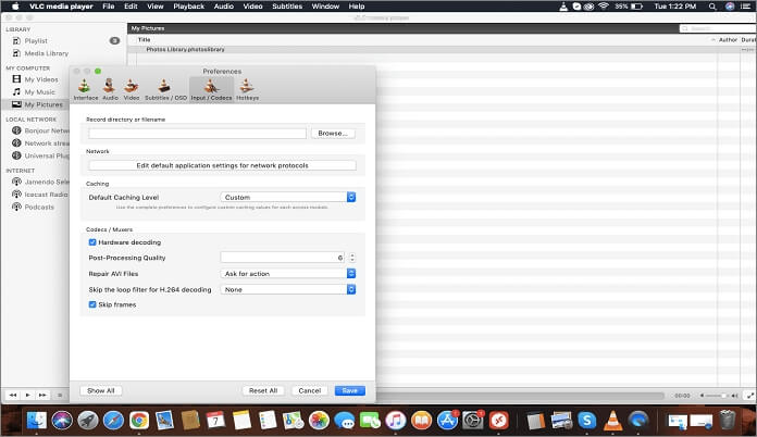 入力コーデックを選択