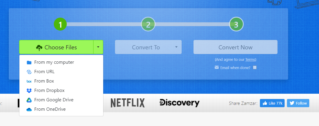 ZamZarでWMVファイルを別の形式に変換