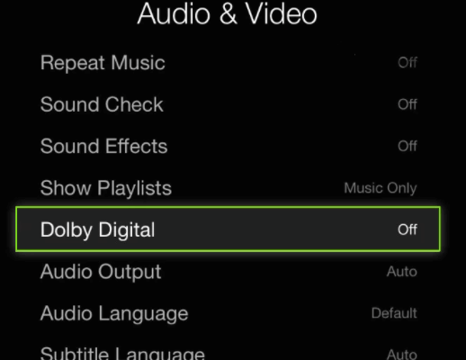 Dolby Digitalをオフにする
