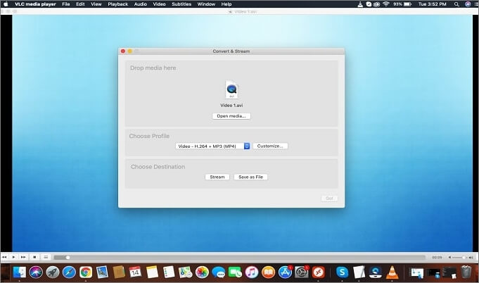 MacのVLCでビデオファイルを開く