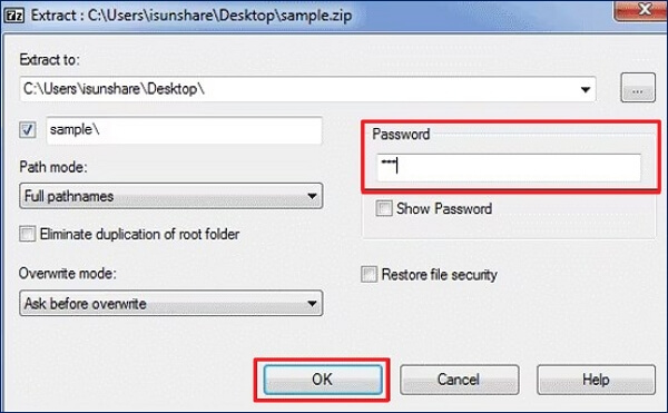 7zipでzipファイルを開く