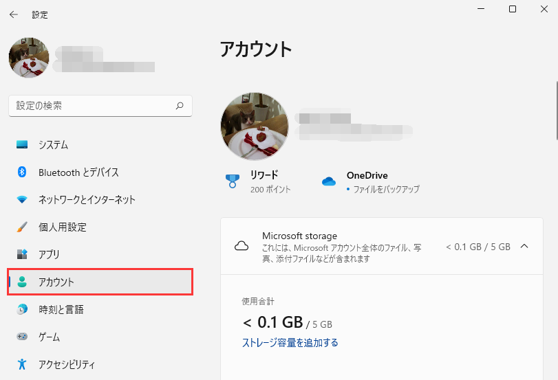 設定 - アカウント