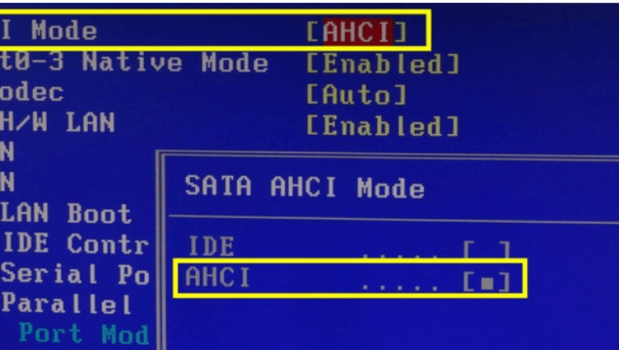 AHCI操作メニュー