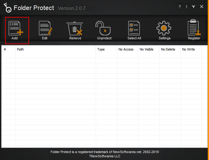 protect-folderでフォルダーを保護するステップ1