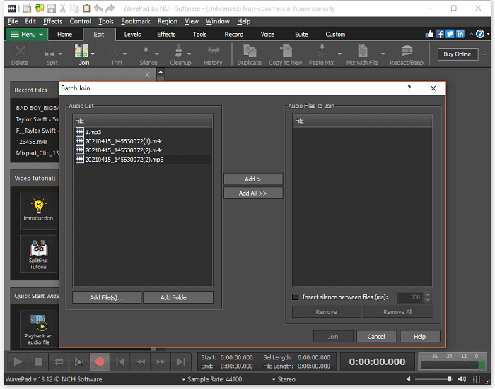 WavePad Sound Editorでオーディオファイルを編集
