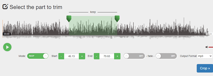 オンラインオーディオ分割ツールでオーディオのトリミング2