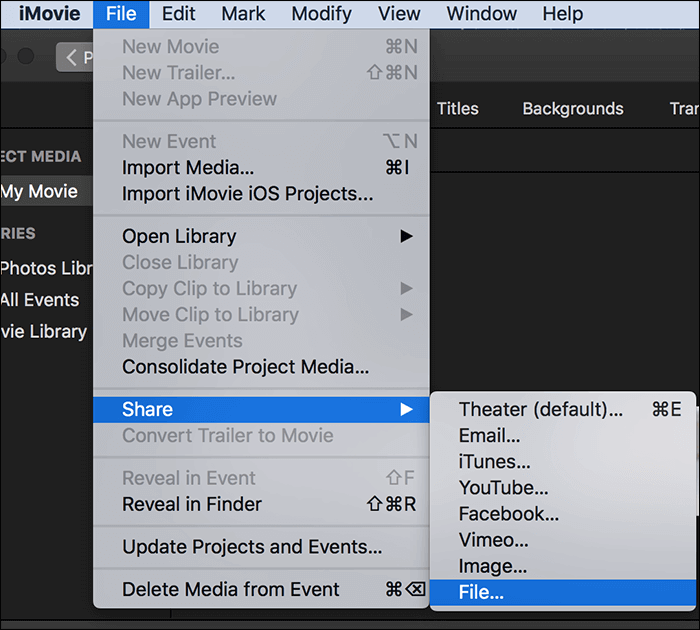 imovieシェア設定