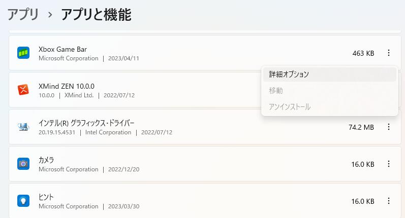 詳細オプション