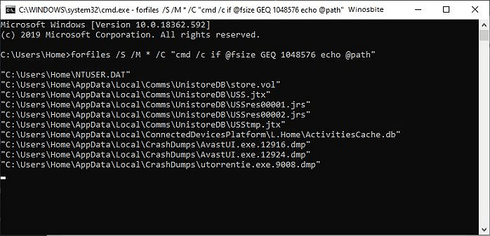 CMDを使用してサーバードライブ内の大きなファイルを検索する手順