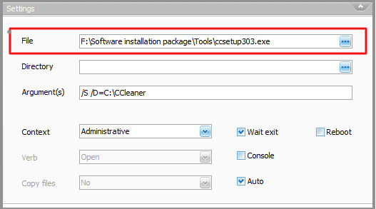 CCleanerをセットする