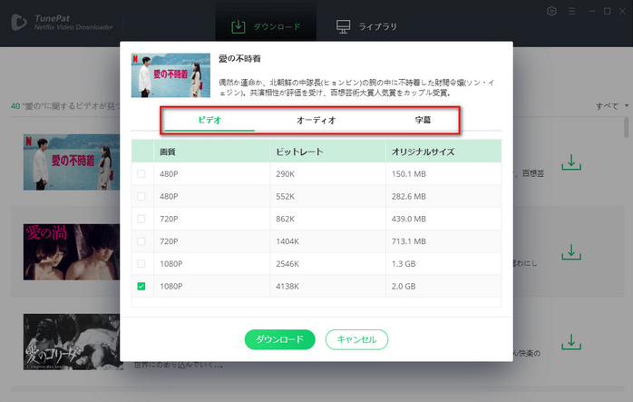 Netflixビデオの詳細を設定