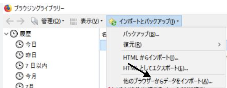 別のブラウザからデータをインポート