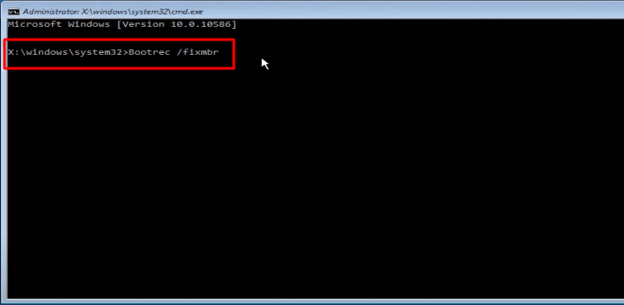 コマンドプロンプトでMBRを修復する手順2