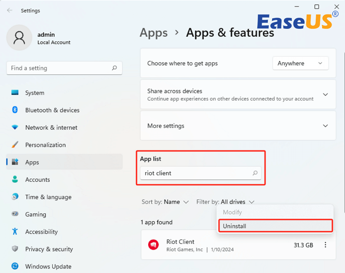 Riot Clientをアンインストール