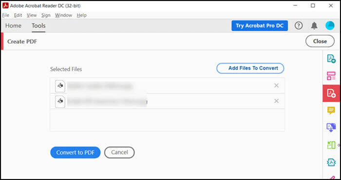 Adobe AcrobatでJPGをPDFに変換