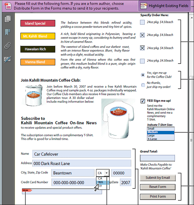 adobeで入力可能なフォームを挿入