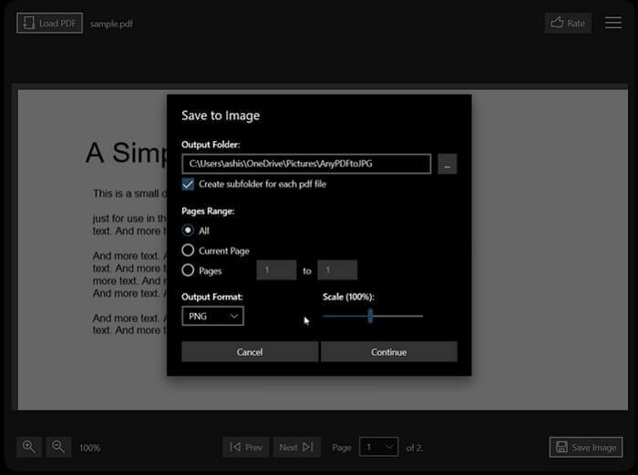 any pdf to jpgを使ってPDFを変換する