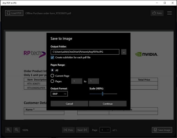 anypdfでBMPファイルに変換