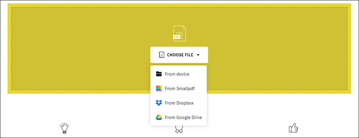 PDFファイルのインポート先を選択