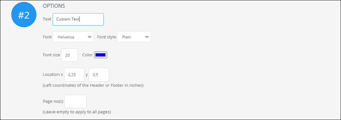 pdfonlineでヘッダーとフッターを追加するステップ2