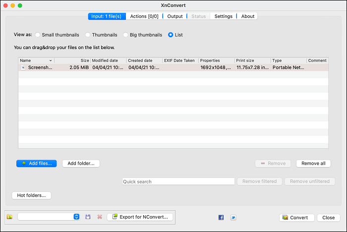 xnconvertでBMPファイルをPDFに変換