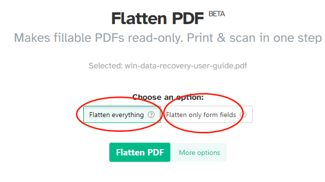 オンラインでPDFファイルを読み取り専用にする手順２