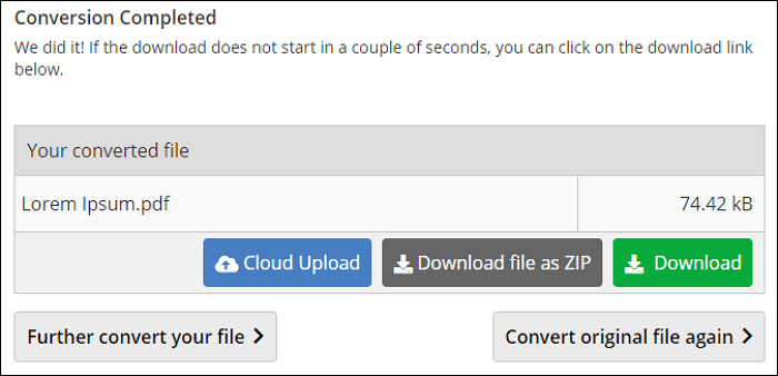 Online ConverterからテキストファイルをPDFへ変換する手順２