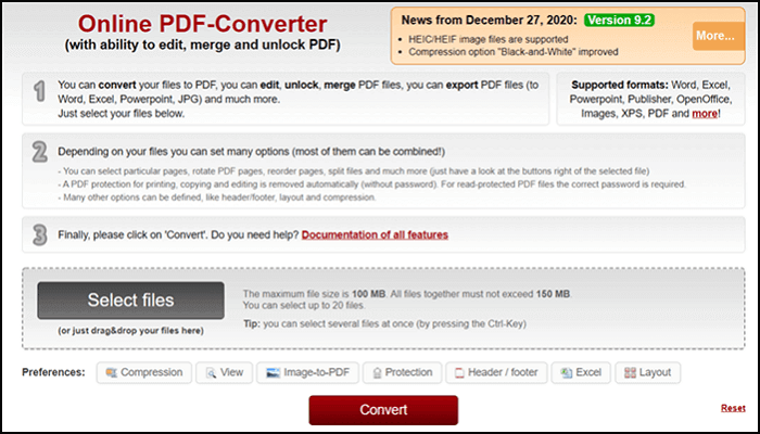 online2pdfでBMPファイルをPDFに変換