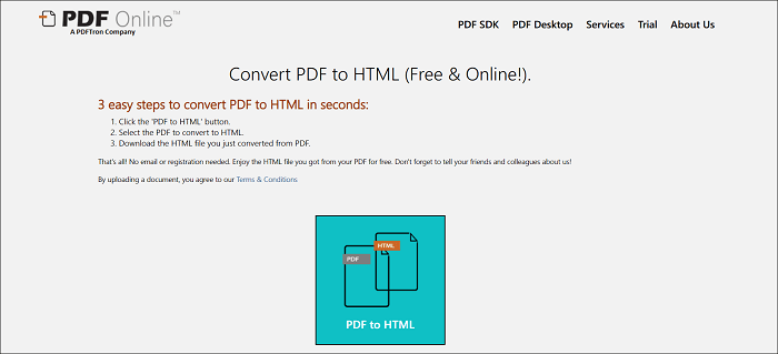 pdf onlineでPDFをhtmlに変換する