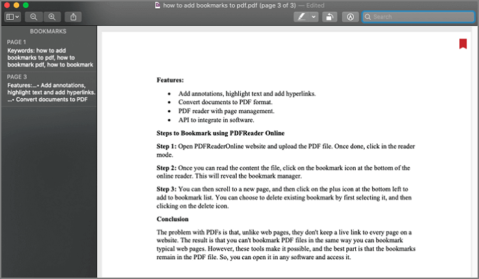 MacのプレビューでPDFファイルにブックマークをつける