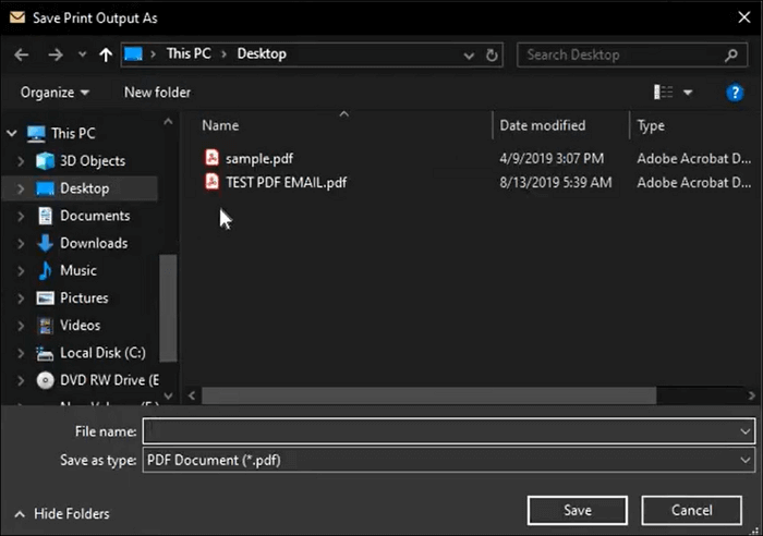 outlookのメールをPDFで保存するステップ4