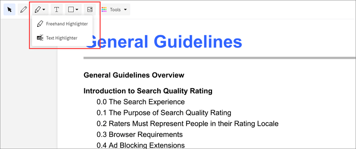 smallpdfでPDFをハイライトする