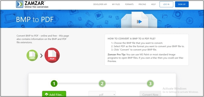zamarでBMPファイルをPDFに変換