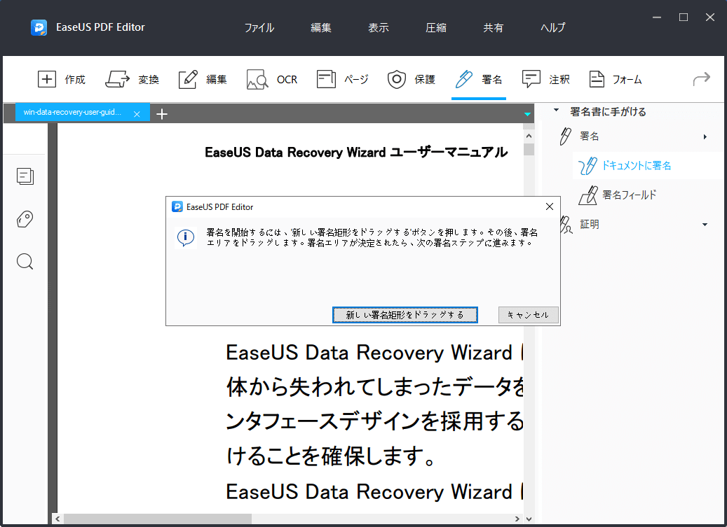 pdfファイルに署名するステップ2