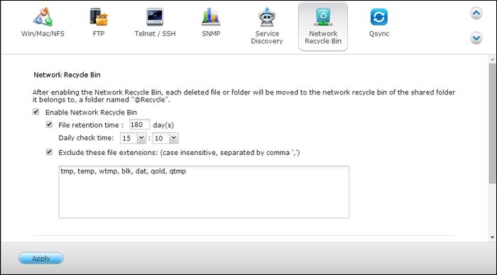 qnapネットワークドライブゴミ箱復元