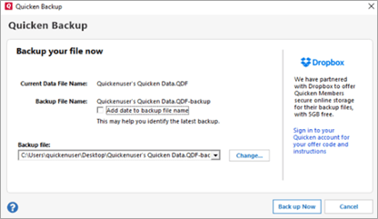 quickenのバックアップファイル