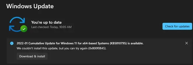 対処法 Windows 11累積更新プログラムダウンロード失敗 22