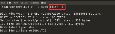「fdisk -l」を入力します。