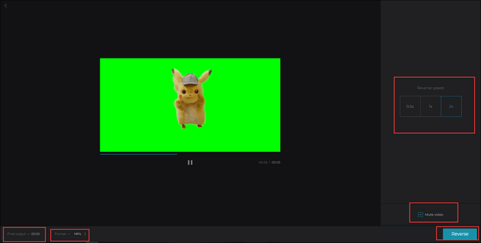 逆再生とエクスポート