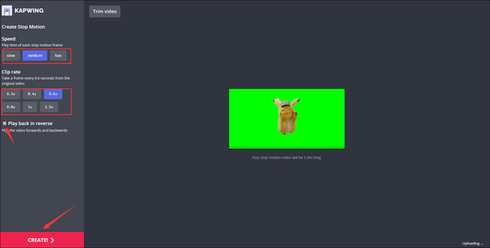 ブーメランオプションを選択