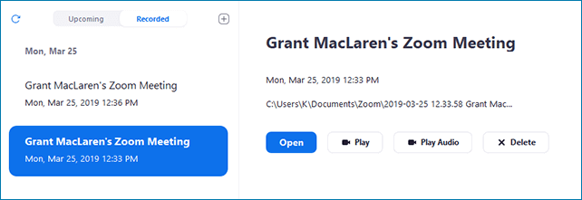 zoomミーティングレコーダーファイル