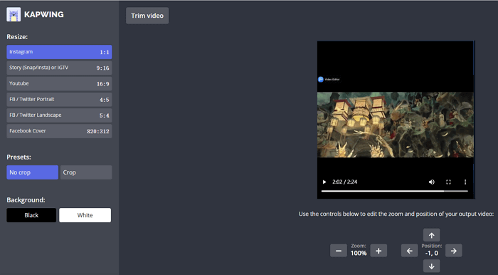 kapwingで動画をリサイズするステップ2